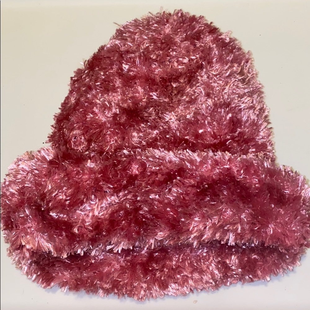 Pink fuzzy beanie/hat